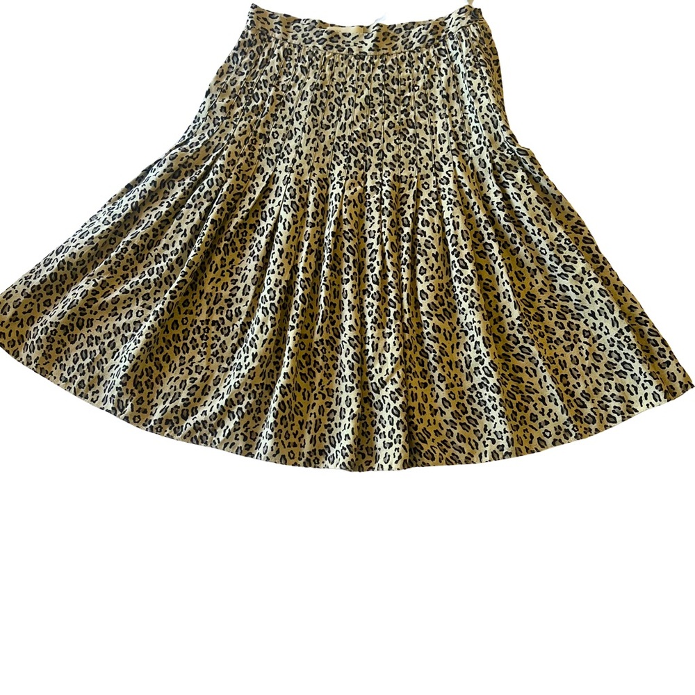 Dana Buchman Leopard Print 100% Silk Pleated Skirt Sz XS
